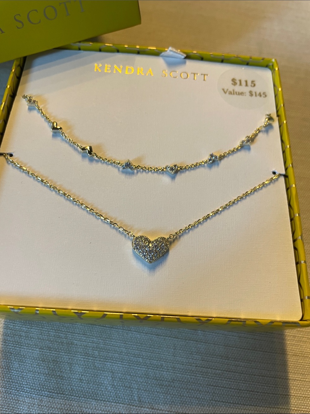 Kendra Scott Gold Pavé Heart & Beaded Layered Necklace Set